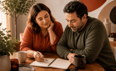 Casal conversando e organizando o cuidado diante do transtorno bipolar